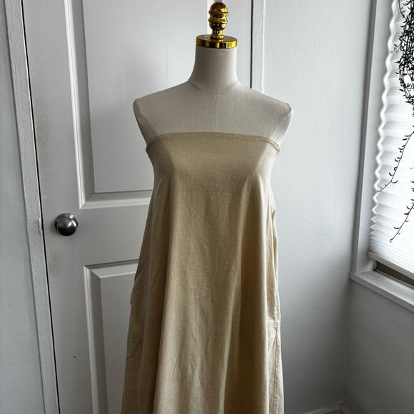 ZARA Beige Strapless Linen Dress - Picture 6 of 10